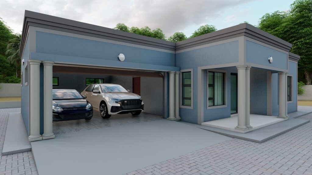 Modern 2-Bedroom House Design with Double Garage