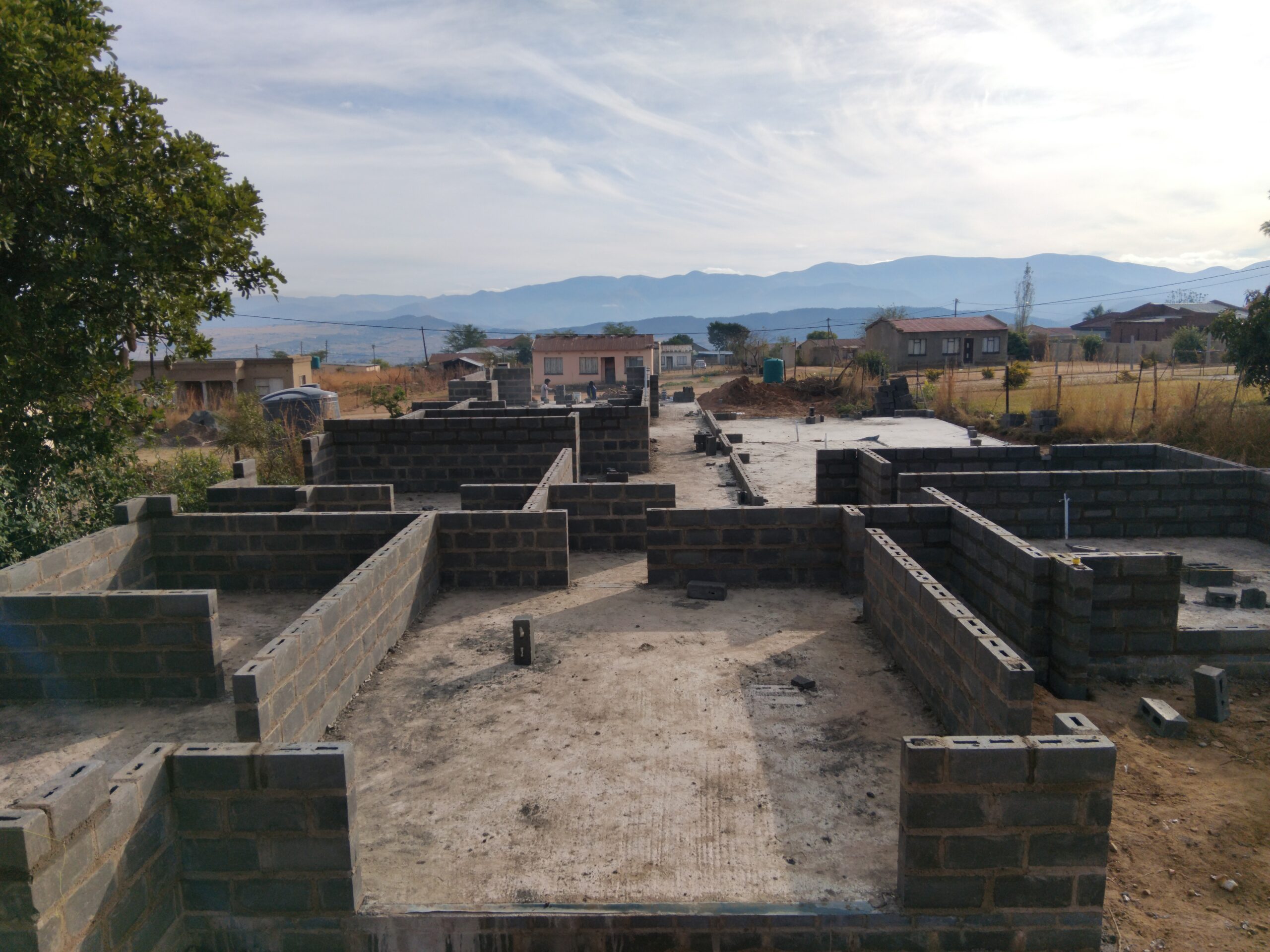 House construction floor slab work