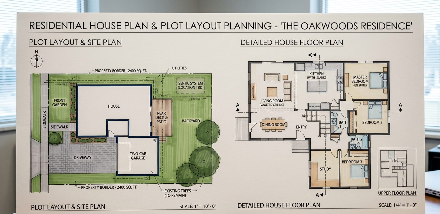 House plan and plot layout planning