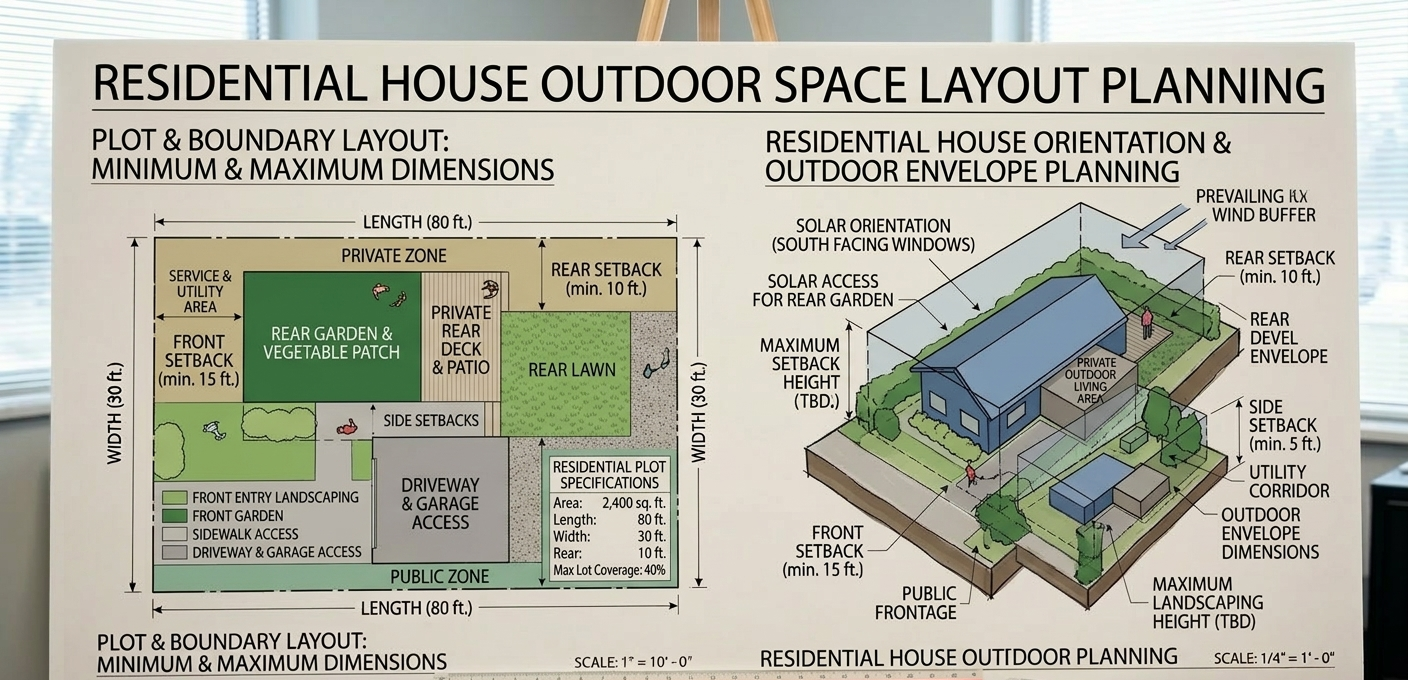 Residential house outdoor space layout